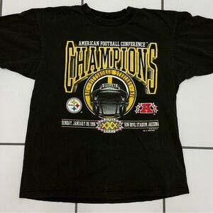 Vintage Black Pittsburgh Steelers Champions T-Shirt 1995